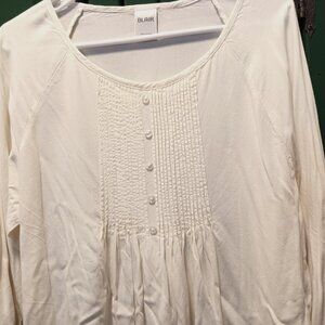 Blair Women's Size L Cream Color Tunic Blouse, 3/4 Sleeves